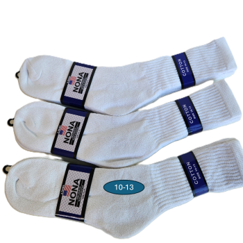 10-13w Long Knit Socks -wh/ 12 pairs